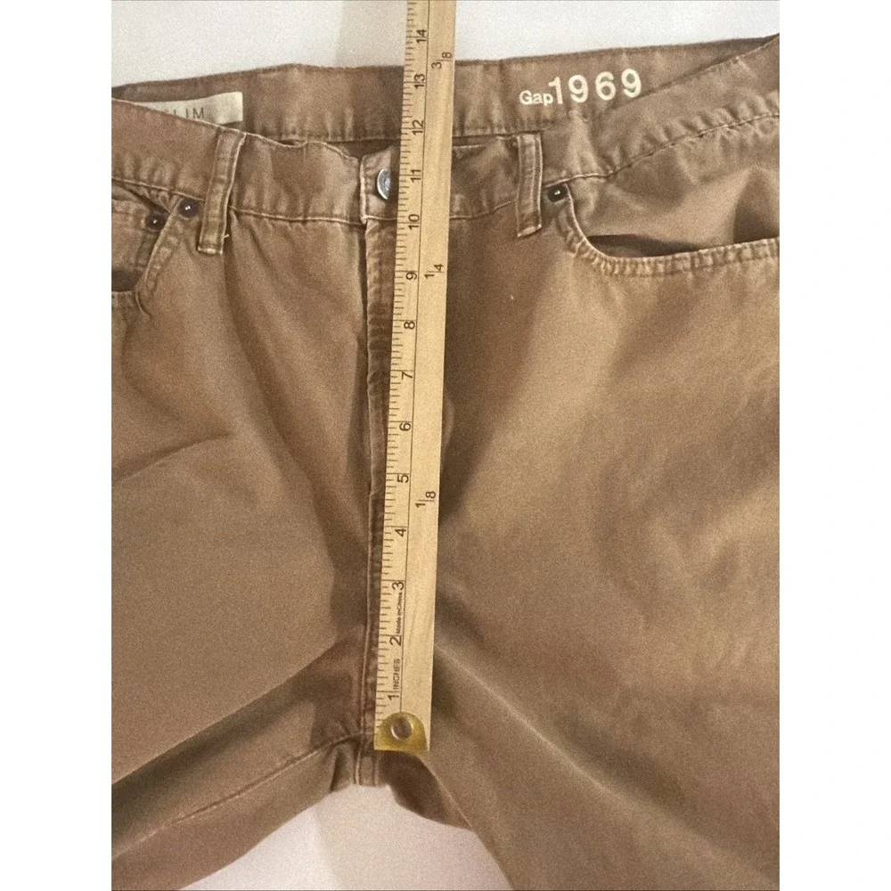 GAP 1969 Jeans Mens 38x32 Slim‎ Brown Canvas Denim Straight Leg Outdoors READ